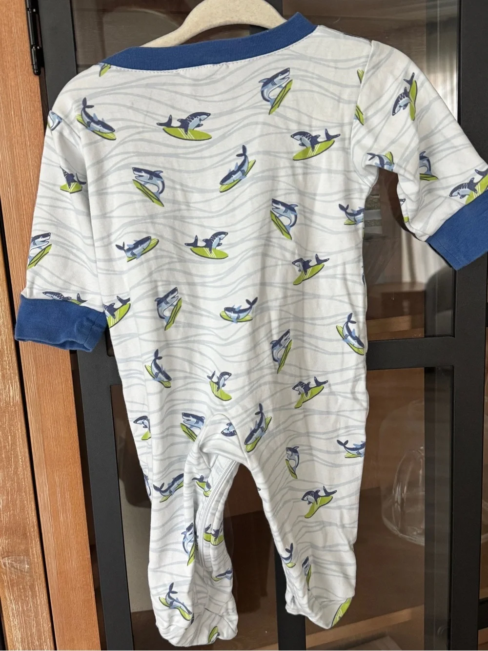 Kissy Kissy pima footies zippy sleeper shark ocean print surfing baby boy cotton